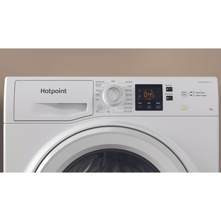 Refurbished Hotpoint AntiStain NSWM946WUK Freestanding 9KG 1400 Spin Washing Machine White