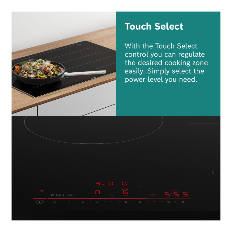 Refurbished Bosch PVS611B16E Series 4 60cm 4  Zone Venting Induction Hob with Combi Zone - Black