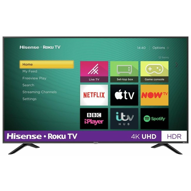 Refurbished Hisense Roku 65" 4K Ultra HD with HDR LED Freeview Play Smart TV