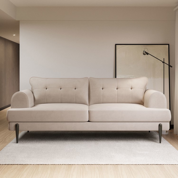3 Seater Sofa and Armchair Set in Beige Fabric - Rosie