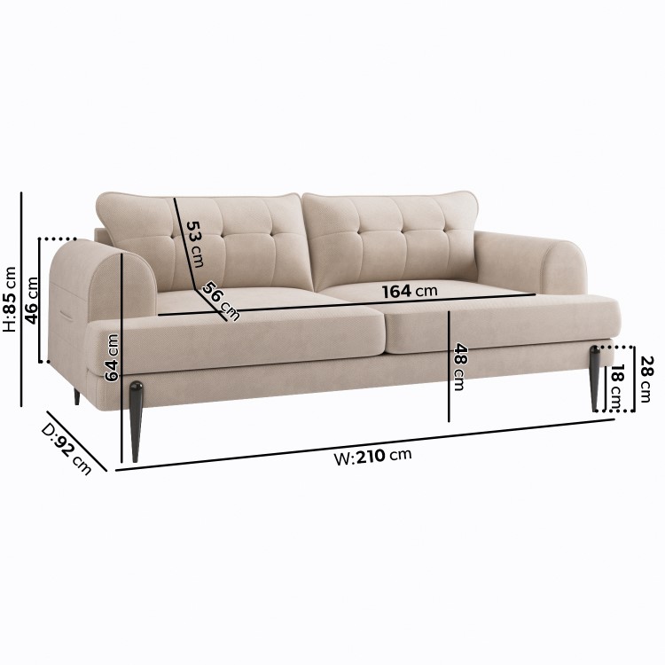 3 Seater Sofa and Armchair Set in Beige Fabric - Rosie