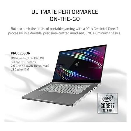 Refurbished Razer Blade 15 Base Core i7-10750H 16GB 512GB SSD RTX 2070 Max-Q 15.6 Inch 4K OLED Windows 11 Gaming Laptop
