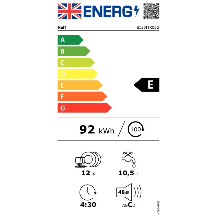 Refurbished Neff N30 S153ITX05G 12 Place Fully Integrated Dishwasher