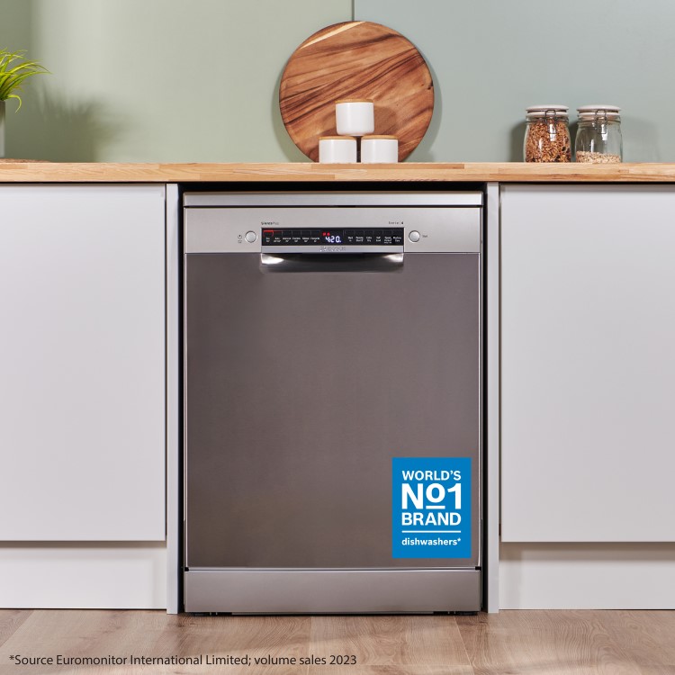 Bosch Series 4 Freestanding Dishwasher - Smart Wi-Fi, B-Rated, Brushed steel anti-fingerprint