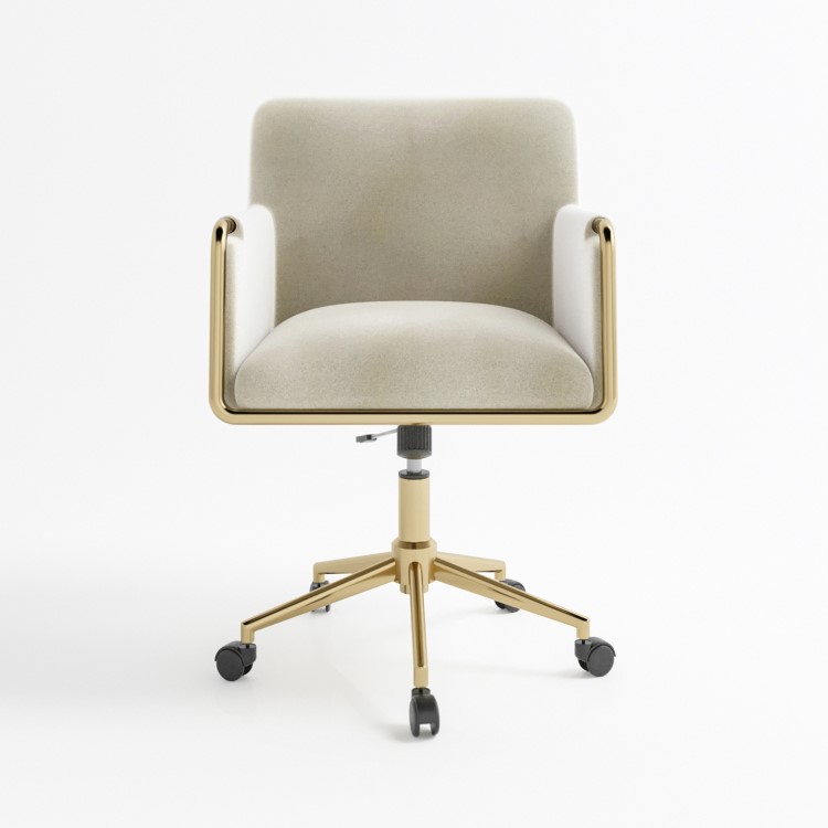 Cream Velvet Office Swivel Tub Chair - Sonny