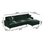 Dark Green Velvet Right Hand Facing 4 Seater Chaise Corner Sofa - Payton 