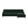 Dark Green Velvet Right Hand Facing 4 Seater Chaise Corner Sofa - Payton 
