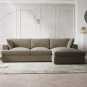 SOF153 Large Mink Velvet Right Hand 4 Seater Chaise Corner Sofa - August