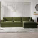 SOF154 Large Olive Green Velvet Right Hand 4 Seater Chaise Corner Sofa - August