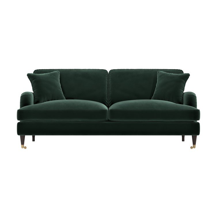 Dark Green Velvet 4 Seater Sofa - Payton