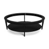 Large Oval Black Wood Coffee Table with Glass Top - Toula