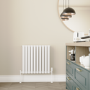 Refurbished Elego White Modern TRV Angled Thermostatic Radiator Valves With Lockshield