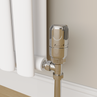 Refurbished Elego Chrome Modern TRV Angled Thermostatic Radiator Valves With Lockshield