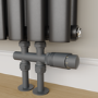 Refurbished - Elego Anthracite Gray Modern TRV H Block Thermostatic Radiator Valves