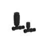 Refurbished Elego Matte Black Modern TRV Straight Thermostatic Radiator Valves With Lockshield