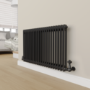Refurbished - Maesta Matte Black Traditional TRV Corner Thermostatic Radiator Valves With Lockshield