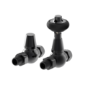 Refurbished Elego Black Nickel Traditional TRV Straight Thermostatic Radiator Valves With Lockshield
