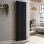 Refurbished - Reggio Midnight Black Vertical Triple Column Traditional Radiator 1500x470mm 4688 BTU - Cast Iron Style