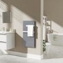 Refurbished 380W Smart Infrared Vertical Anthracite Glass Designer Wall Heater 450x900mm with Optional Towel Rail - IP24 Bathroom Safe