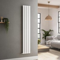 GRADE A1 - Riace White Vertical Flat Designer Radiator 1600x272mm Single Panel 1628 BTU