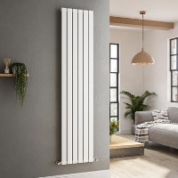 GRADE A1 - Riace White Vertical Flat Designer Radiator 1800x408mm Single Panel 2705 BTU
