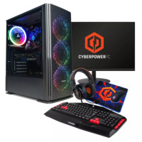 Refurbished CyberPowerPC Blaze AMD Ryzen 5 16GB RAM 500GB SSD RTX 3050 Gaming PC Bundle with 23.8in FHD Monitor Headset Keyboard Mouse and Mouse Pad