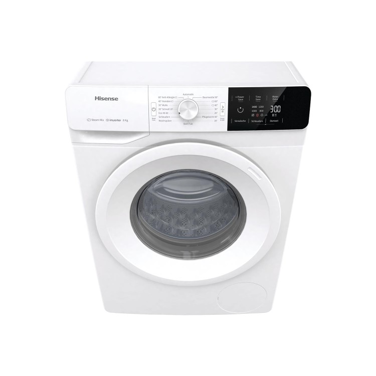 Refurbished Hisense WFGE80141VM 60cm Freestanding 8KG Front Load Washing Machine - 1400 RPM - Steam Cleaning - 20' Quick Wash - Inverter Motor - White