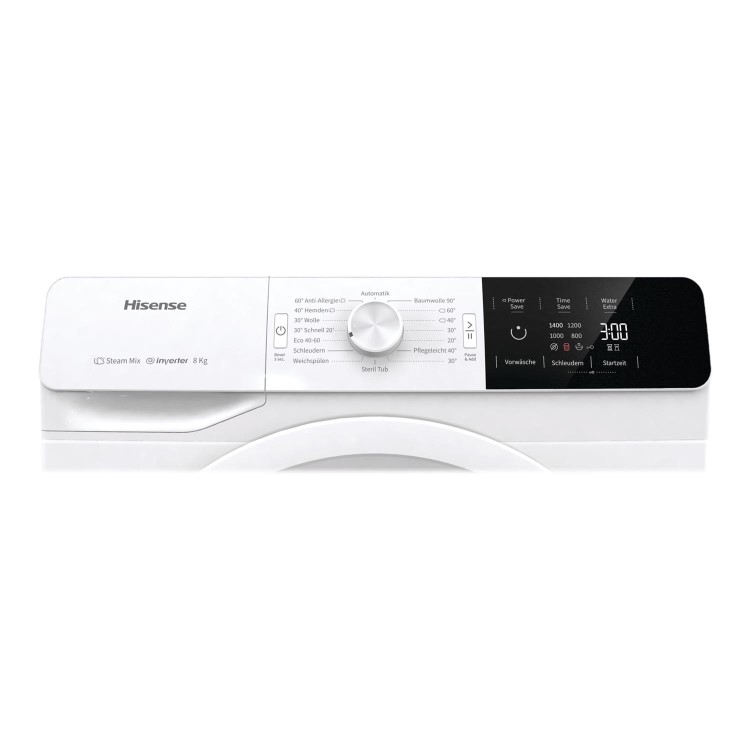 Refurbished Hisense WFGE80141VM 60cm Freestanding 8KG Front Load Washing Machine - 1400 RPM - Steam Cleaning - 20' Quick Wash - Inverter Motor - White