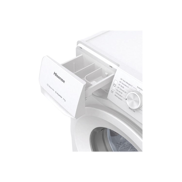 Refurbished Hisense WFGE80141VM 60cm Freestanding 8KG Front Load Washing Machine - 1400 RPM - Steam Cleaning - 20' Quick Wash - Inverter Motor - White