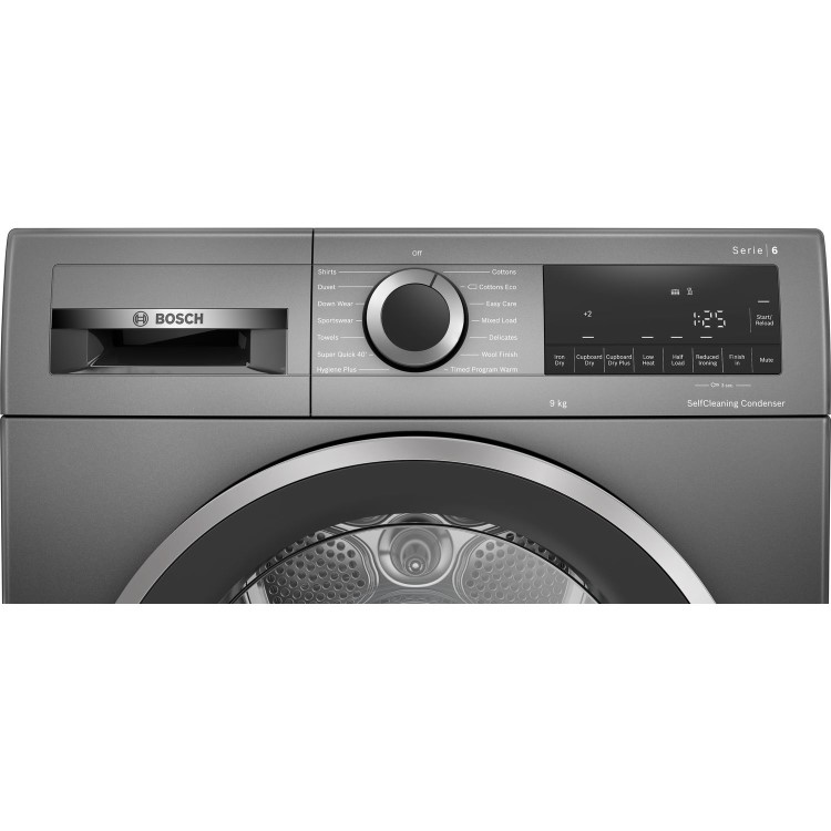 Refurbished Bosch Serie 6 WQG245R9GB Freestanding Heat Pump 9KG Tumble Dryer Graphite 