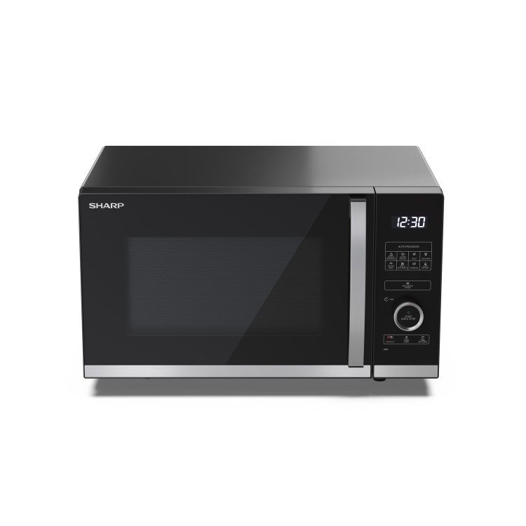 Sharp YC-QS254AU-B 25L Black Flatbed Microwave – 900 W & 8 Auto Programmes
