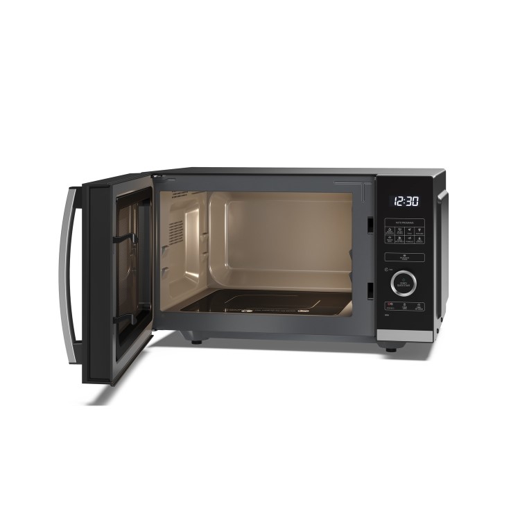 Sharp YC-QS254AU-B 25L Black Flatbed Microwave – 900 W & 8 Auto Programmes