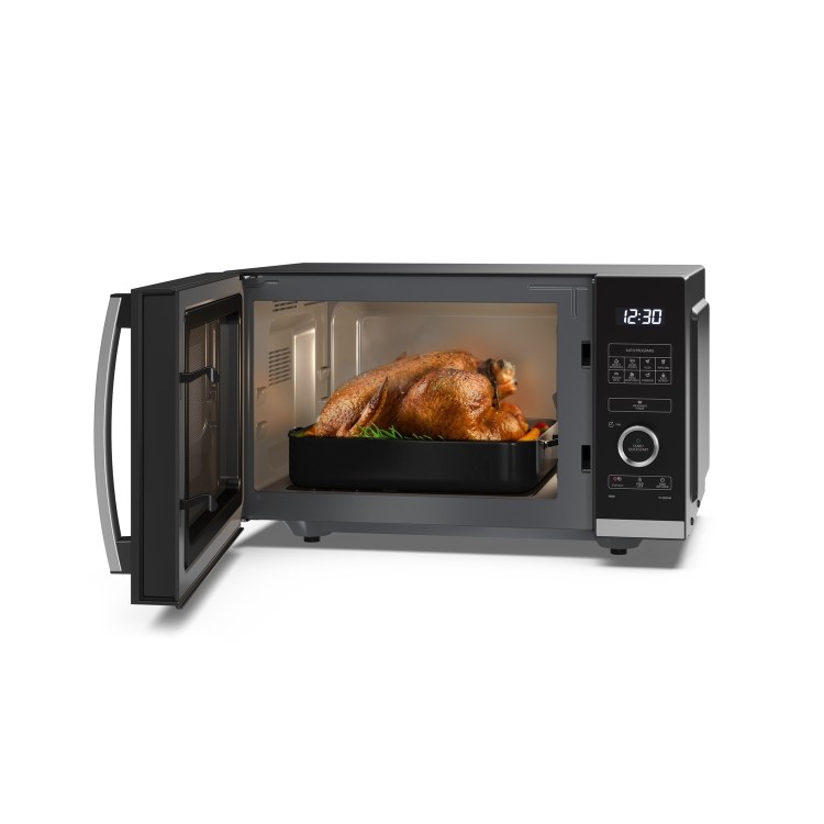 Sharp YC-QS254AU-B 25L Black Flatbed Microwave – 900 W & 8 Auto Programmes