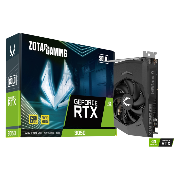 Box Opened Zotac Gaming GeForce RTX 3050 6GB Solo GDDR6 Graphics Card