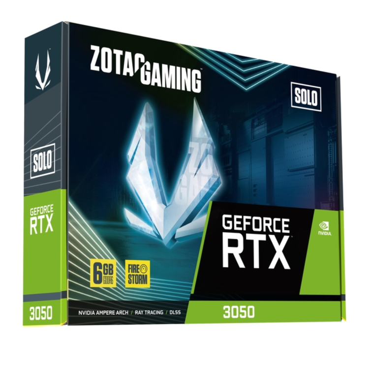 Box Opened Zotac Gaming GeForce RTX 3050 6GB Solo GDDR6 Graphics Card