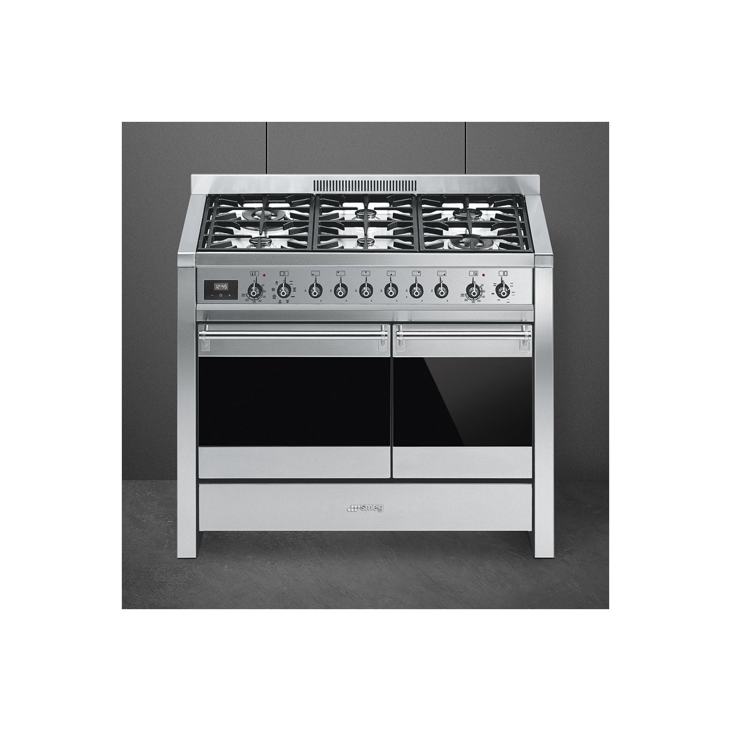 Piano de cuisson Opéra 100cm 2 fours électriques / 5 foyers induction Inox  - SMEG Réf. A2PYID-81