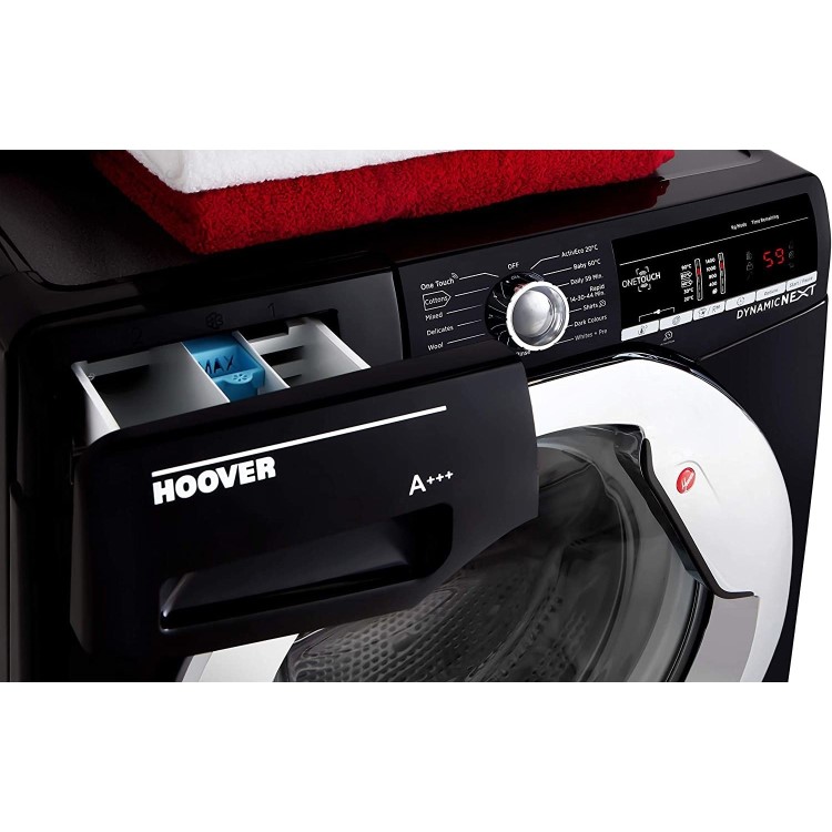 Refurbished Hoover DXOA49C3B/1-80 Smart Freestanding 9KG 1400 Spin Washing Machine Black