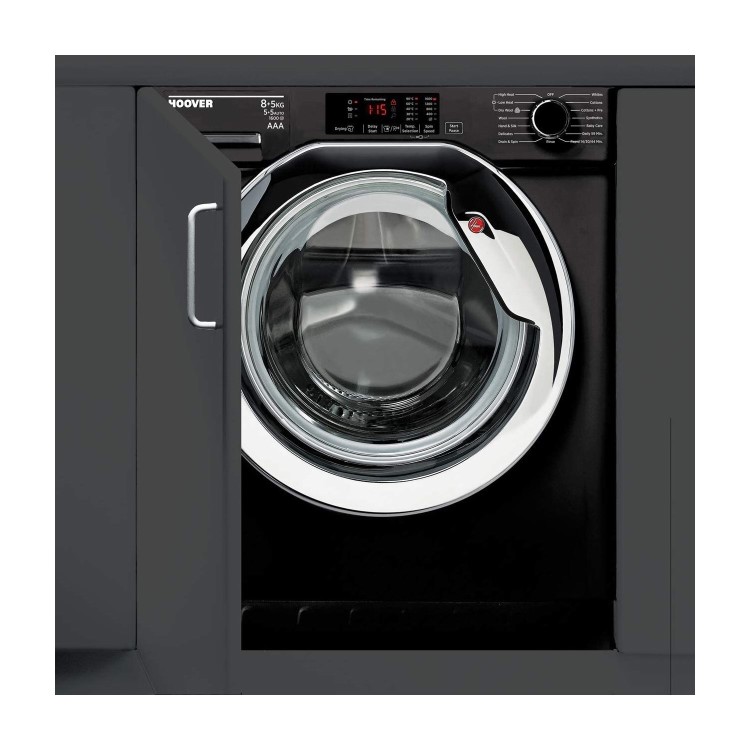 Refurbished Hoover H-Wash 300 HBWD8516DCB Integrated 8/5KG 1600 Spin Washer Dryer Black