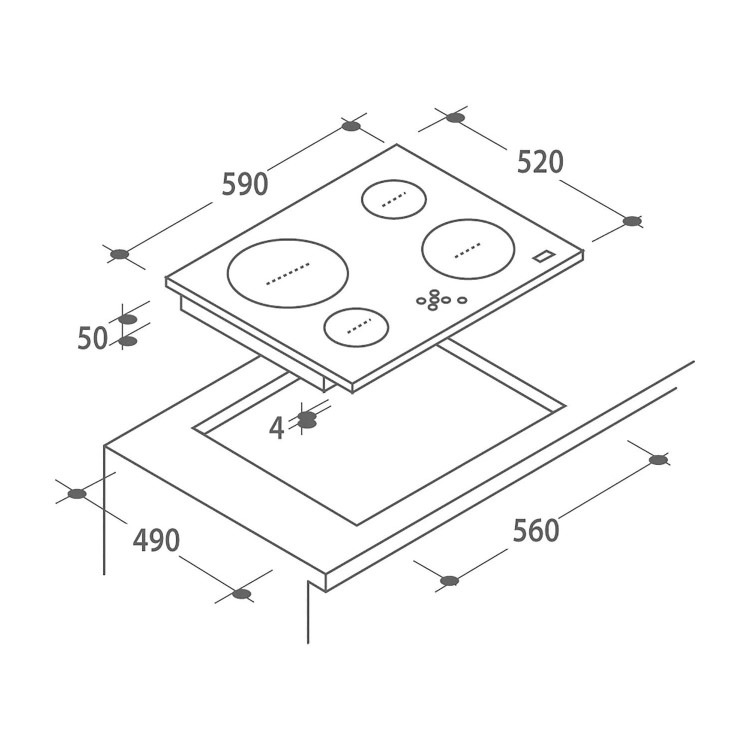 Refurbished Candy CH64BVT 60cm 4 Zone Ceramic Hob