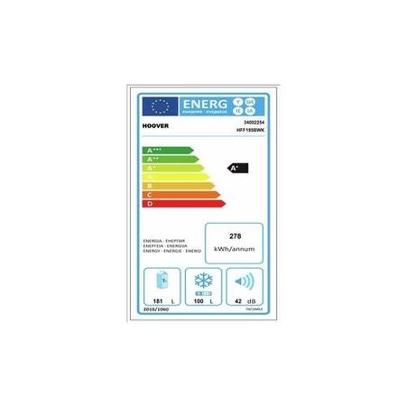 Refurbished Hoover HFF195BWK Freestanding 281 Litre 50/50 Fridge Freezer with Water Dispenser Black
