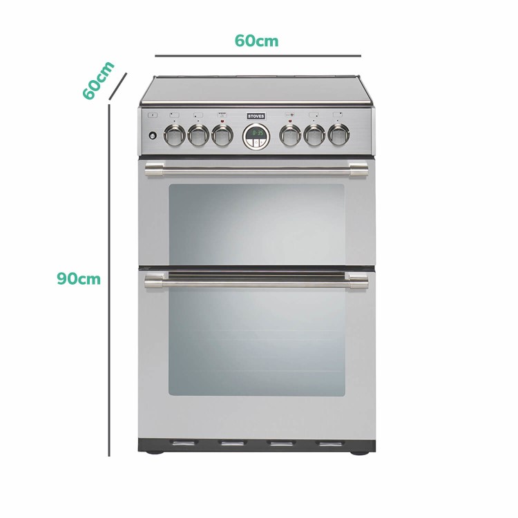 Stoves Sterling 600DF 60cm Dual Fuel Mini Range Cooker - Stainless Steel