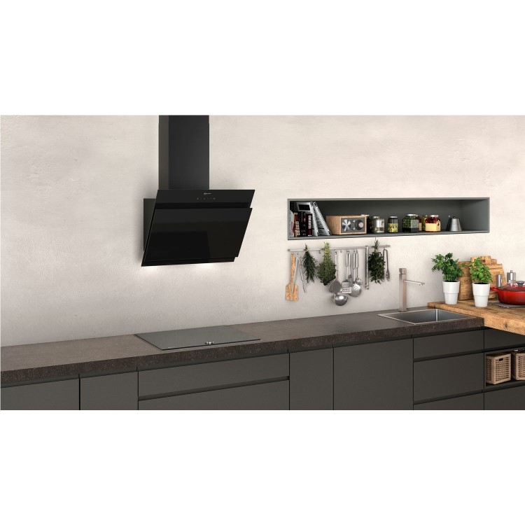 Refurbished Neff N50 D65IHM1S2B 60cm Angled Cooker Hood Black