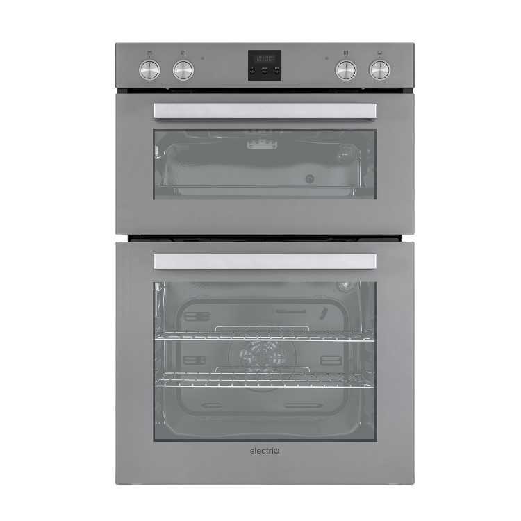Refurbished electriQ EQDO1LG 60cm Double Built In Electric Oven Lunar Grey