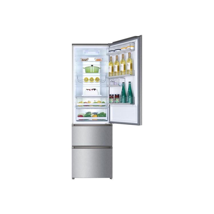 Refurbished Haier A3FE737CMJ Freestanding 350 Litre 60/40 Frost Free Fridge Freezer Stainless Steel