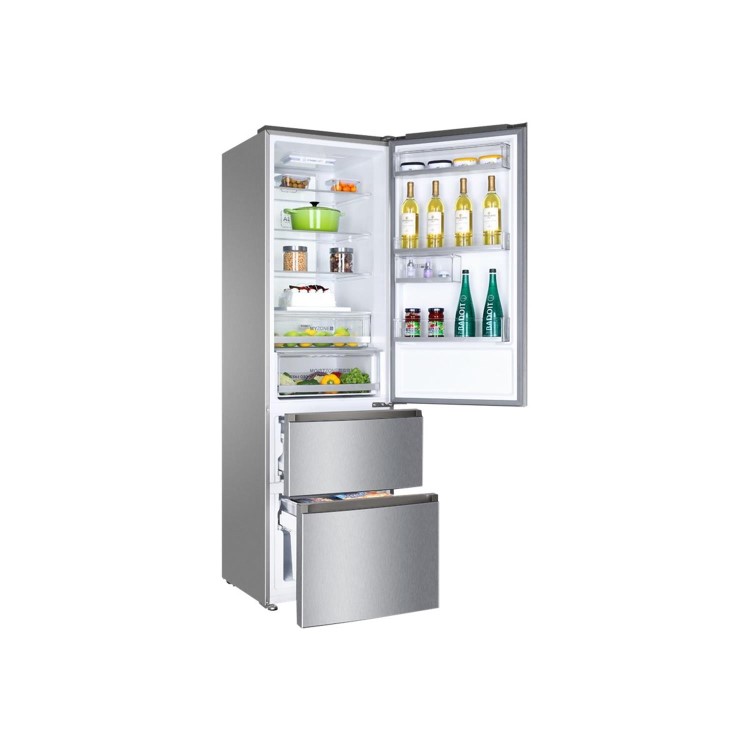 Refurbished Haier A3FE737CMJ Freestanding 350 Litre 60/40 Frost Free Fridge Freezer Stainless Steel