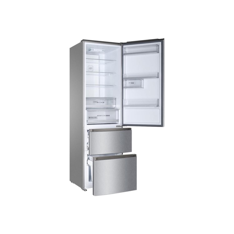 Refurbished Haier A3FE737CMJ Freestanding 350 Litre 60/40 Frost Free Fridge Freezer Stainless Steel