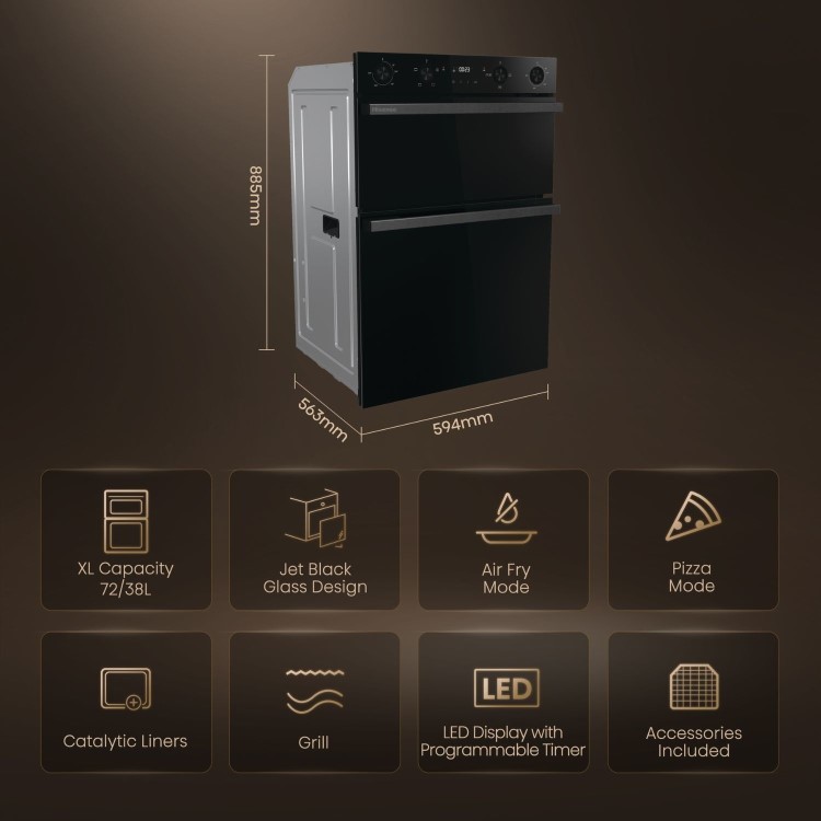 Hisense Hi6 Built-In Electric Double Oven - Black