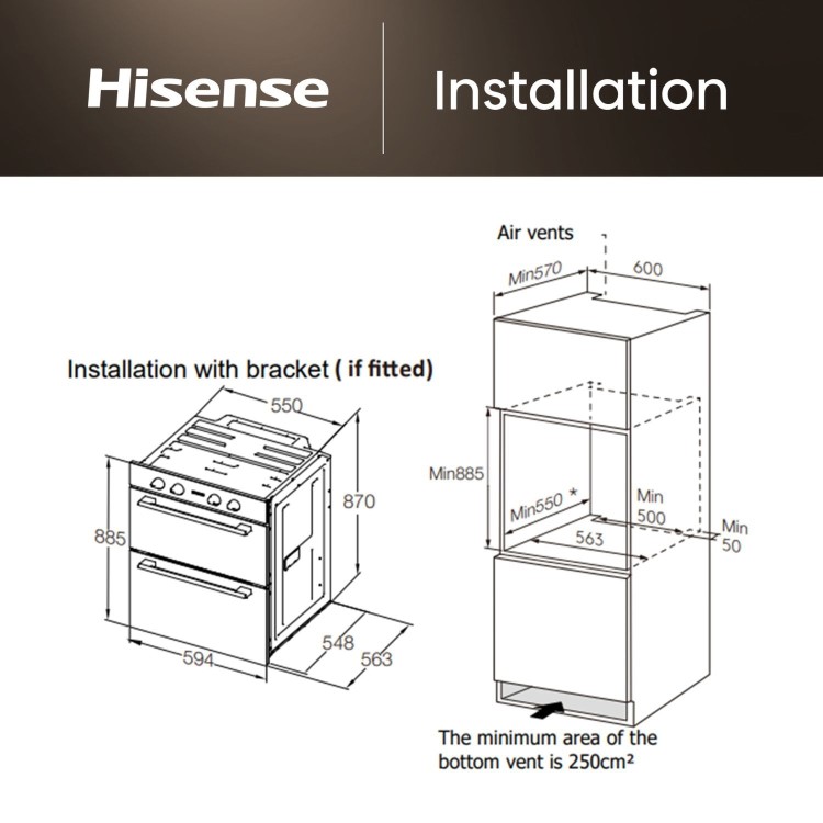 Hisense Hi6 Built-In Electric Double Oven - Black