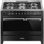 Smeg Opera 100cm Dual Fuel Double Oven Range Cooker - Black