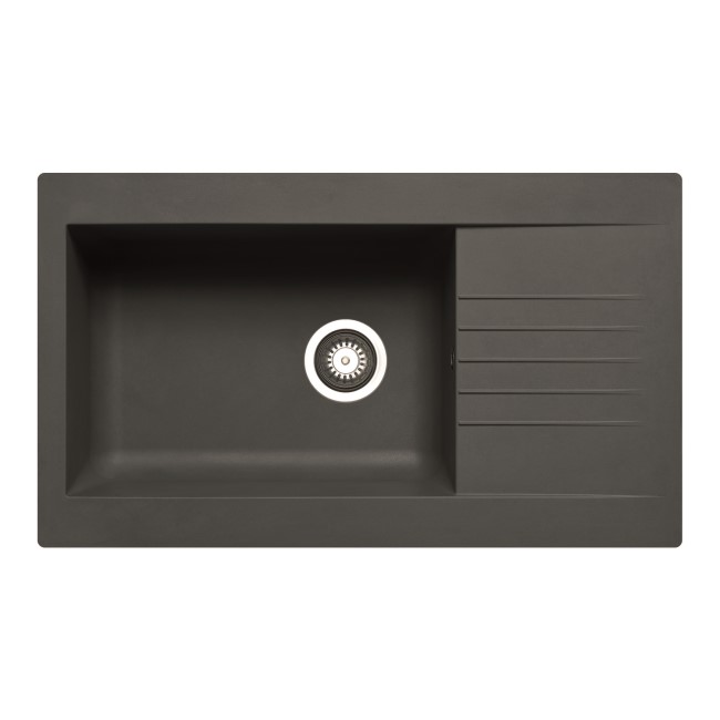 GRADE A1 - Box Opened Essence Amelia Single Bowl Black Kitchen Sink with Reversible Drainer